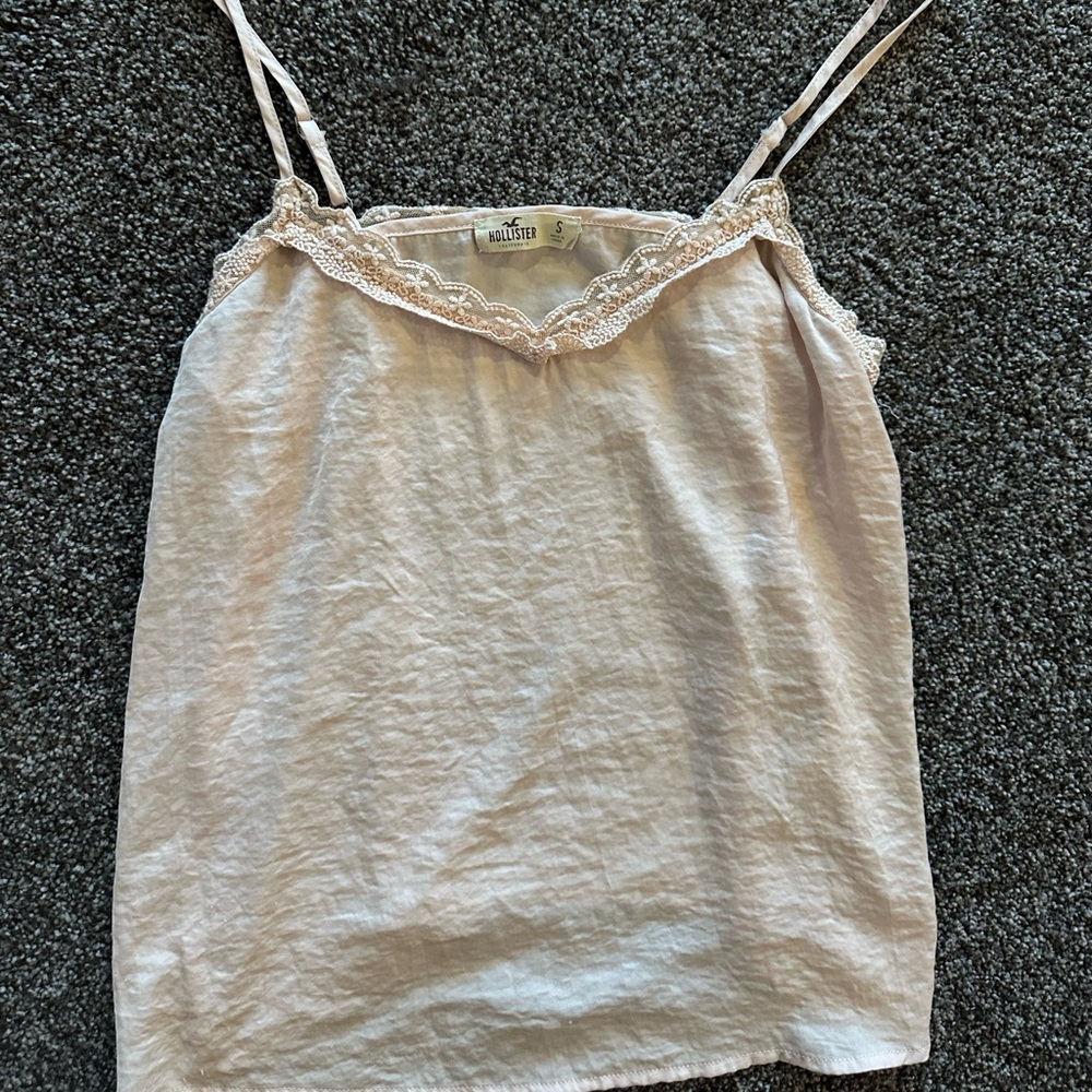 Women's Cream Lace Trim Cami Top